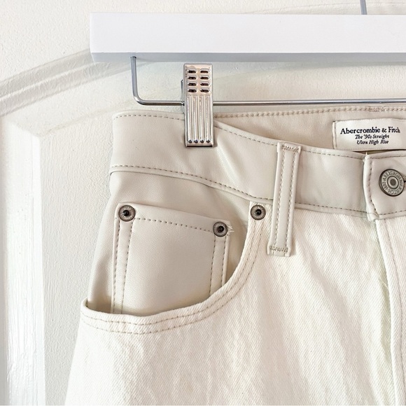 ABERCROMBIE & FITCH 90’s Straight Curve Love Jeans Cream Mixed Fabric - Picture 9 of 14